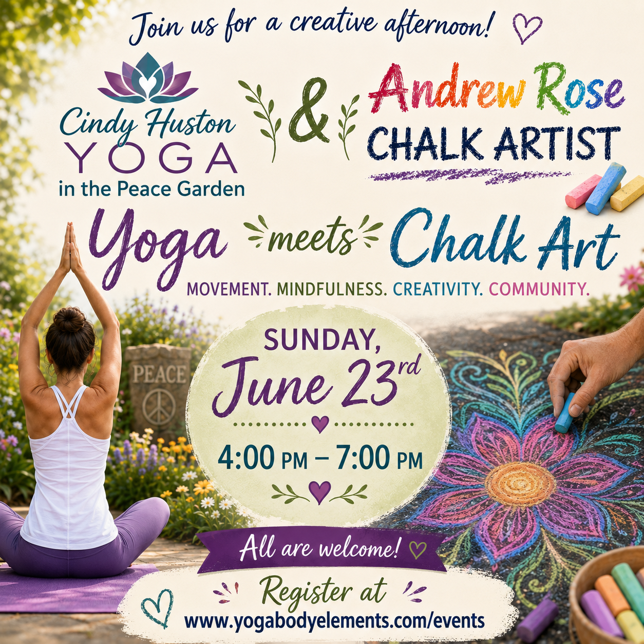 Andrew Rose Chalk Artist 2 Yoga in the Peace Garden Meets Chalk Art - Image 1