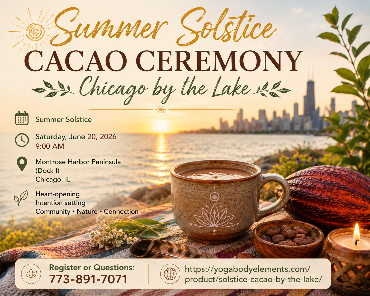 Cacao Ceremony Summer Solstice 2026 Summer Solstice Cacao Ceremony Chicago by the Lake - Image 1