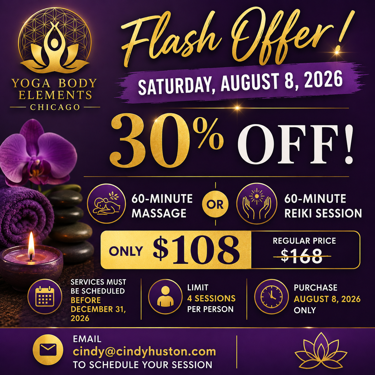 Flash Sale Lion's Gate YBE Chicago Lion's Gate Massage & Reiki Flash Sale - Image 1